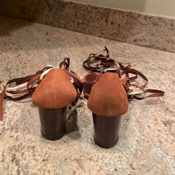 Balenciga woman’s brown wrap around ribbon wedge sandals - Picture 7 of 11